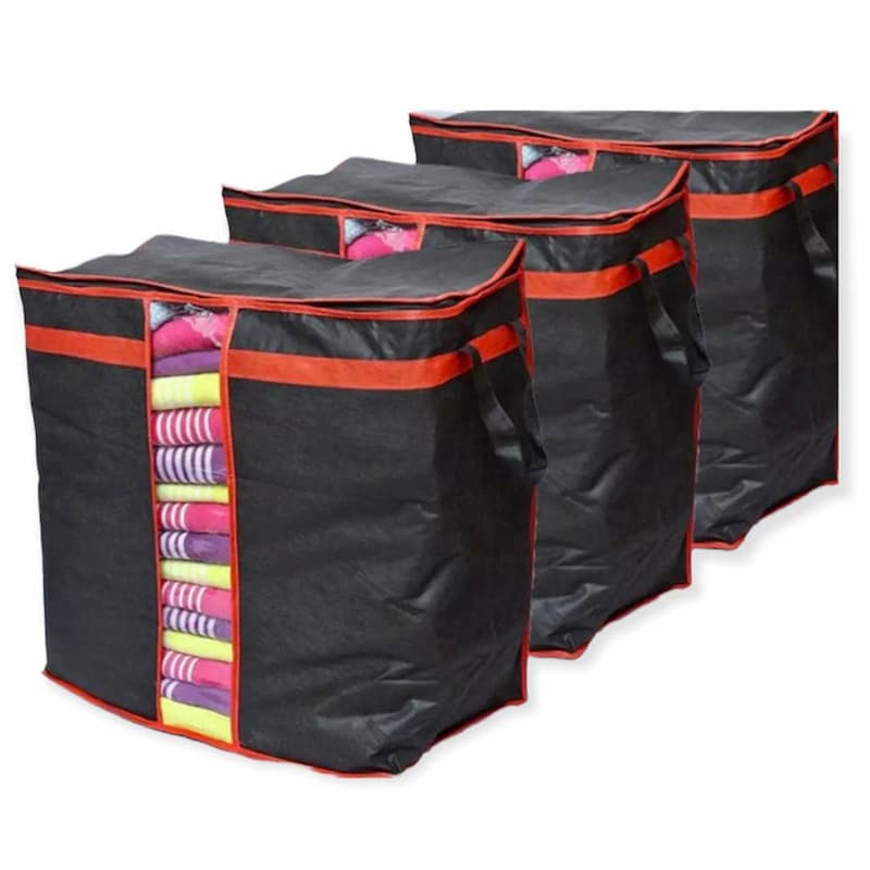 pack-of-4-storage-bags-100-gsm-black-storage-bags-for-wardrobe-clothes-bags-for-cupboards-653401 - FOXMART PK pack-of-4-storage-bags-100-gsm-black-storage-bags-for-wardrobe-clothes-bags-for-cupboards-653401