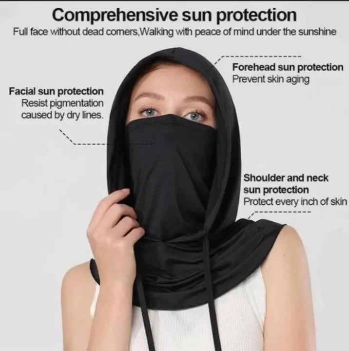 Sun Protection Face Mask Black Grey XL