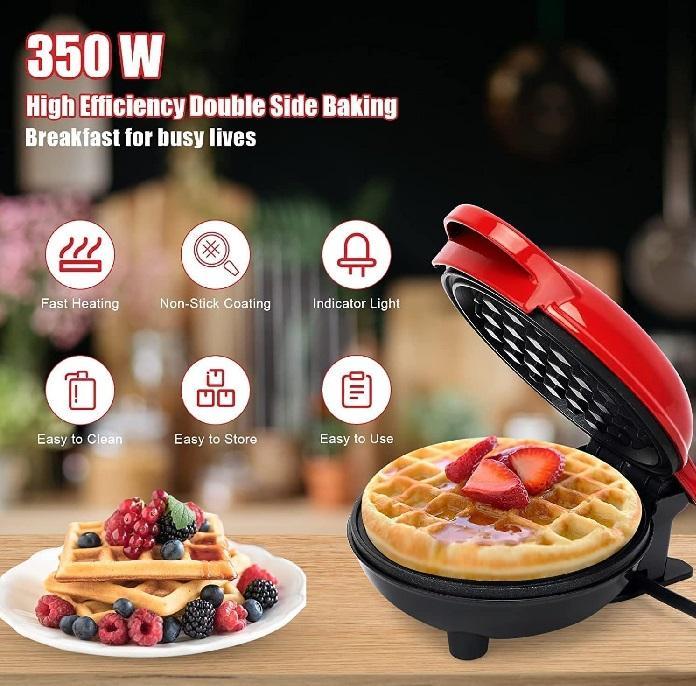 Electric Waffle Maker Red 350W Compact