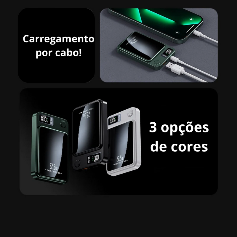 Carregador Turbo Magnético QI Sem Fio Xiaomi para IPhone, Samsung e Xiaomi - 10000mAh / 20000mAh /30000mAh