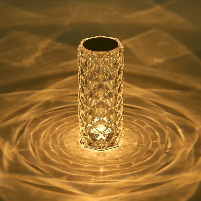 Crystal Diamond Lamp, 3 Color Changing Rose Crystal Diamond Table Lamp, USB Rechargeable Touch Bedside Lamp Night Light, for Bedroom Living Room Party Dinner Decor, without remote