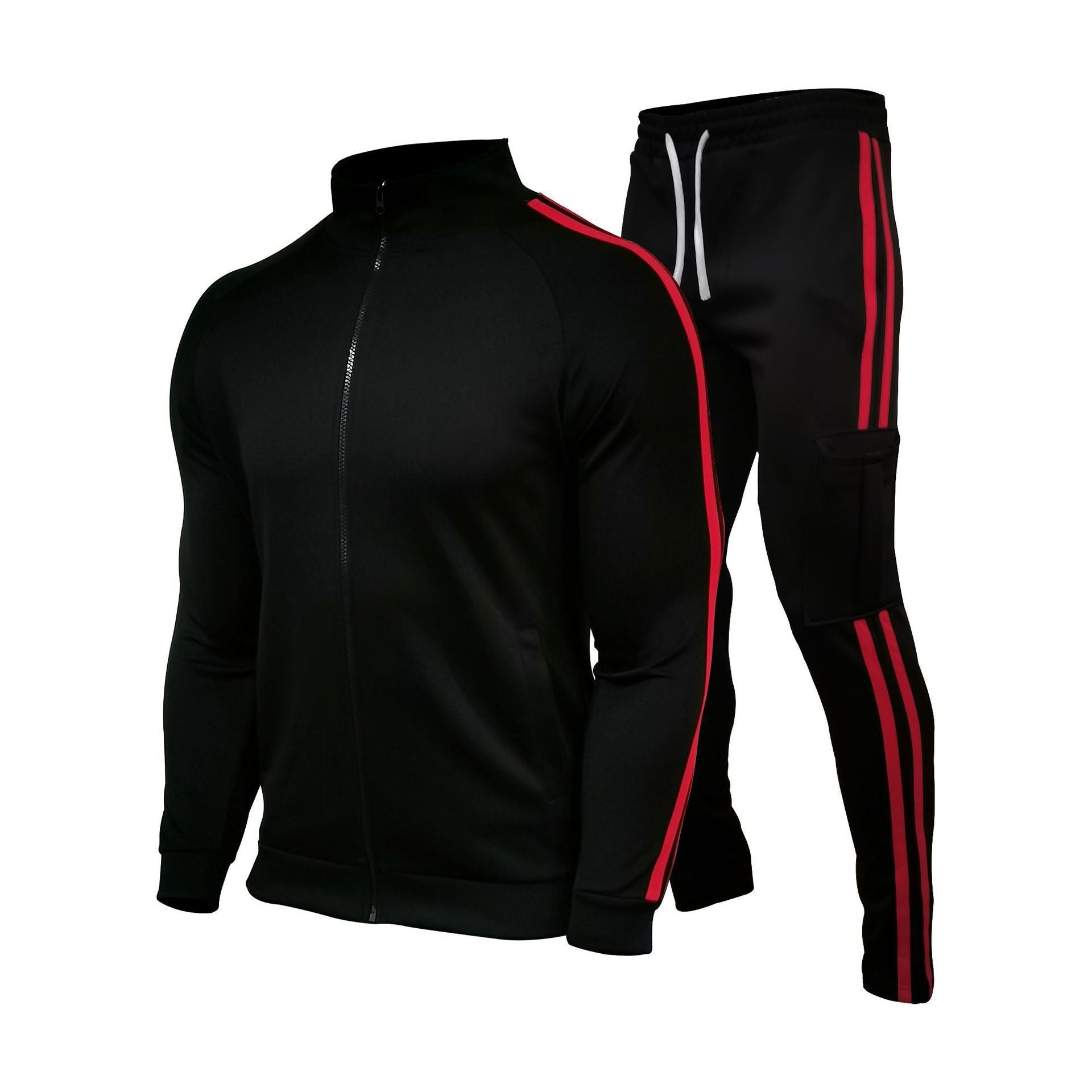 Men Slim Fit Track Suit Red Black Cotton Polyester Pakistan